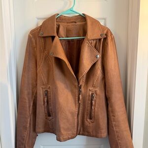 Women's Tan Leather moto Jacket